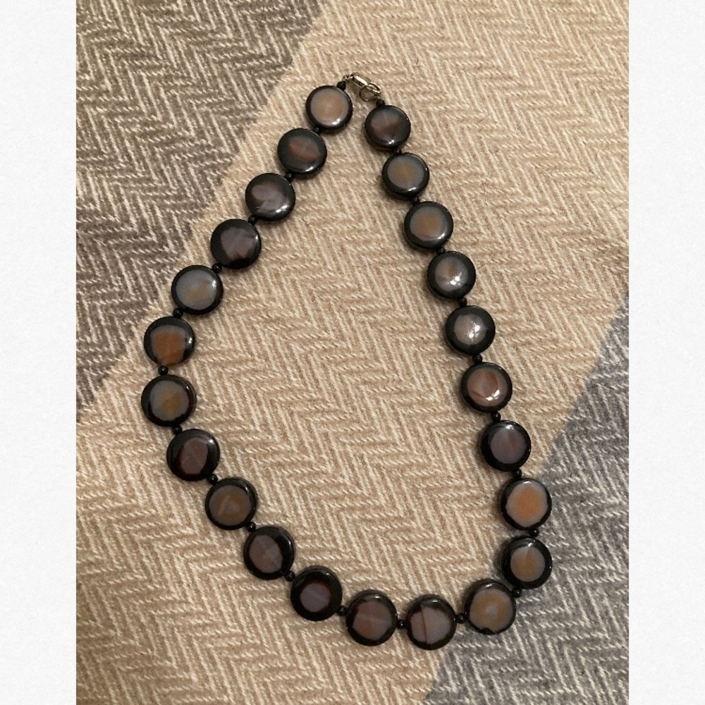 Smoky polished quartz necklace